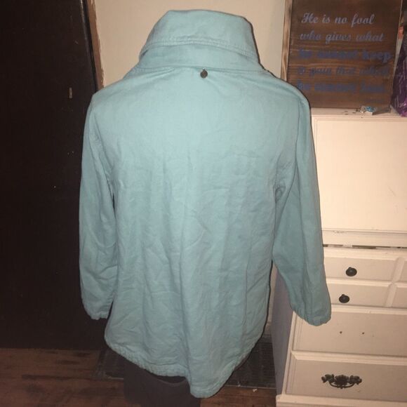 Soft Surroundings PS light blue /green cowl neck sweatshirt - Picture 3 of 4